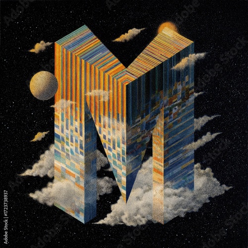 A vibrant, three-dimensional letter 