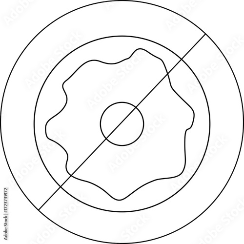 sketch of forbidden icon and cream donut icon