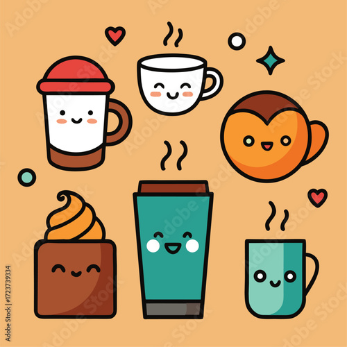 set of funny cartoon character