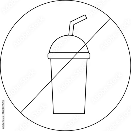 sketch of prohibited icon and drink cup icon