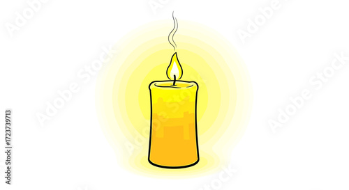 Animated Yellow Candlelight Glows Brightly on White Background Design