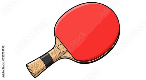 Vivid Red Ping Pong Paddle Against a Clean White Background