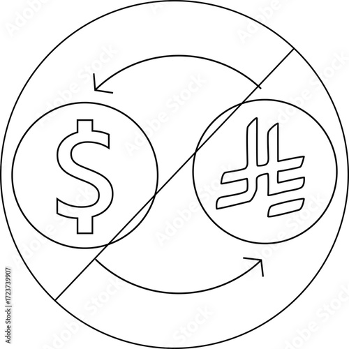 prohibited icon sketch and convert dollar coin icon to riyal coin