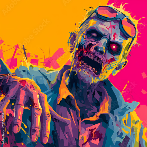 Stylized Zombie Portrait in Vibrant Colors
