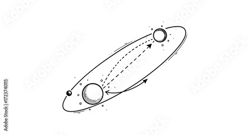 Space Journey: Orbital Trajectory Illustration with Planets and Arrows