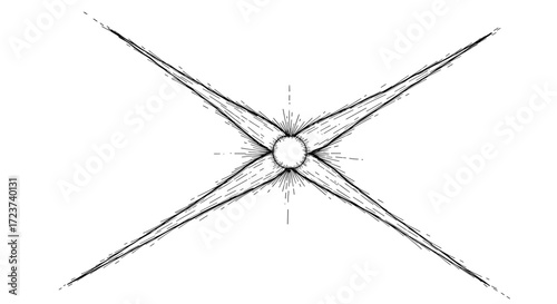 Stylized Starburst Graphic: Bold Lines Emanating from Central Circle