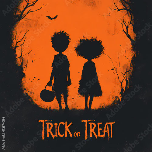 Halloween Trick or Treat Children Silhouette