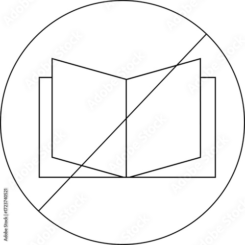 sketch of forbidden icon and open book icon