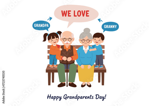 Happy Grandparents Day: Smiling Grandparents with Grandchildren.