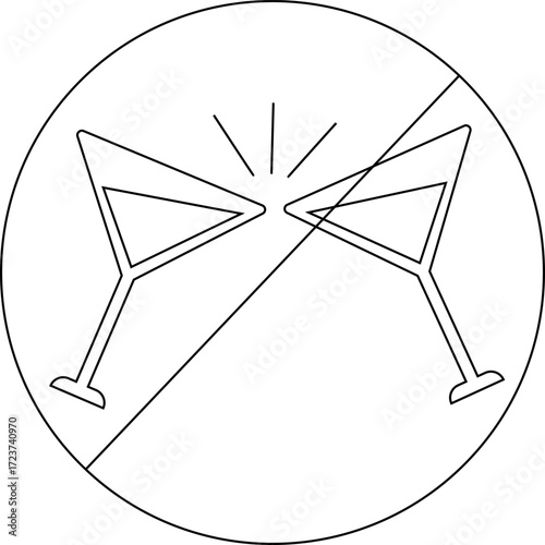 sketch of forbidden icon and toasting glass icon
