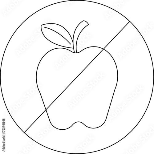 sketch of forbidden icon and apple icon