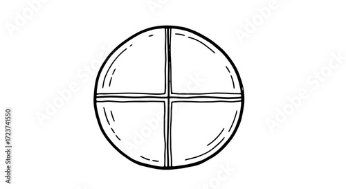 Stylized Black and White Illustration of a Window with Four Panes