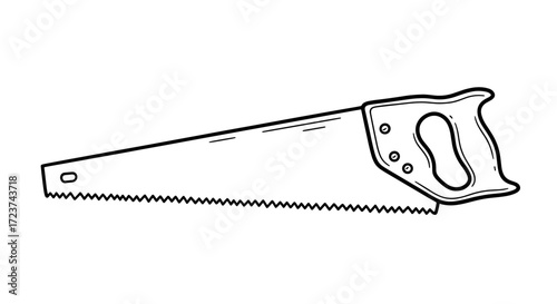Hand Saw Sketch: A Clean Black and White Illustration