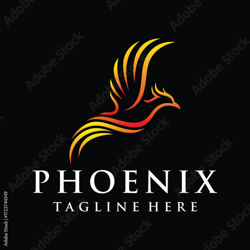 phoenix fire bird logo design, dove eagle graphic vector template