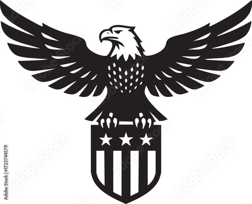 American Eagle Emblem with Shield Vector Illustration