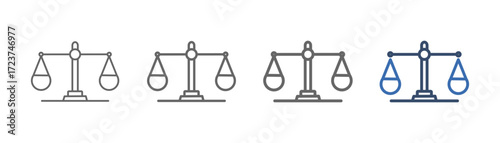 
outline icon set justice with balanced scales design