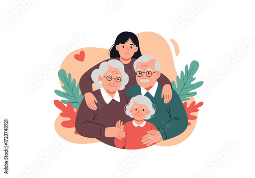 A multi-generational family portrait celebrating their shared bond.