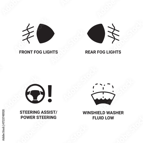 Automotive Dashboard Solid Icon Collection Set