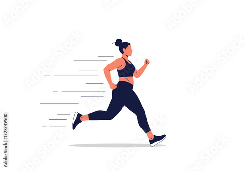 A woman enjoying her outdoor morning run on a clear day.