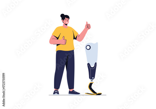 A person demonstrates the functionality of a modern prosthetic leg.