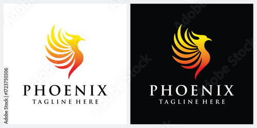 flying bird phoenix logo design inspiration