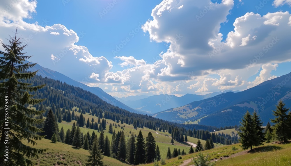 Fototapeta premium Stunning Mountain Landscape Alpine Region Nature Photography Bright Colors Serene Environment Wide Angle View
