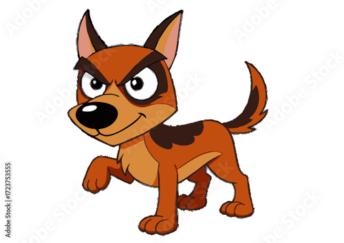 Cartoon Dog with Angry Expression and Brown Spots.