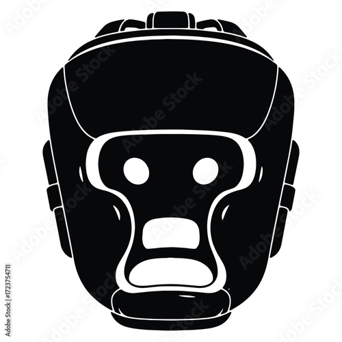 Black and white boxing headgear for protection in the ring