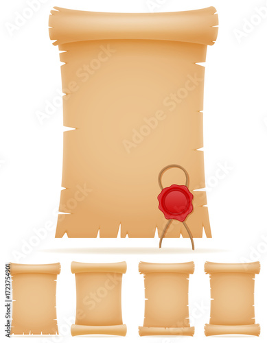 ancient old scroll paper literacy cartoon stock vector illustration isolated on white background