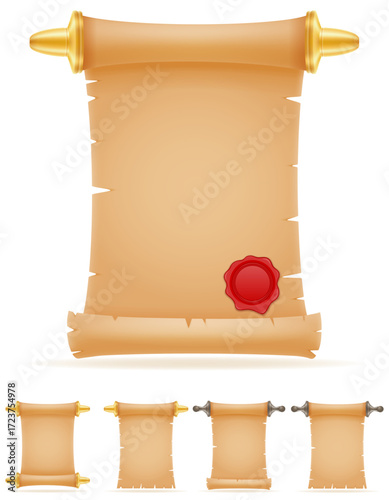 ancient old scroll paper literacy cartoon stock vector illustration isolated on white background