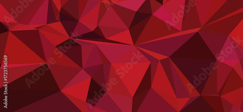 This striking image showcases a vibrant, dynamic geometric pattern dominated by shades of red, creating a compelling abstract composition with triangular and multifaceted shapes