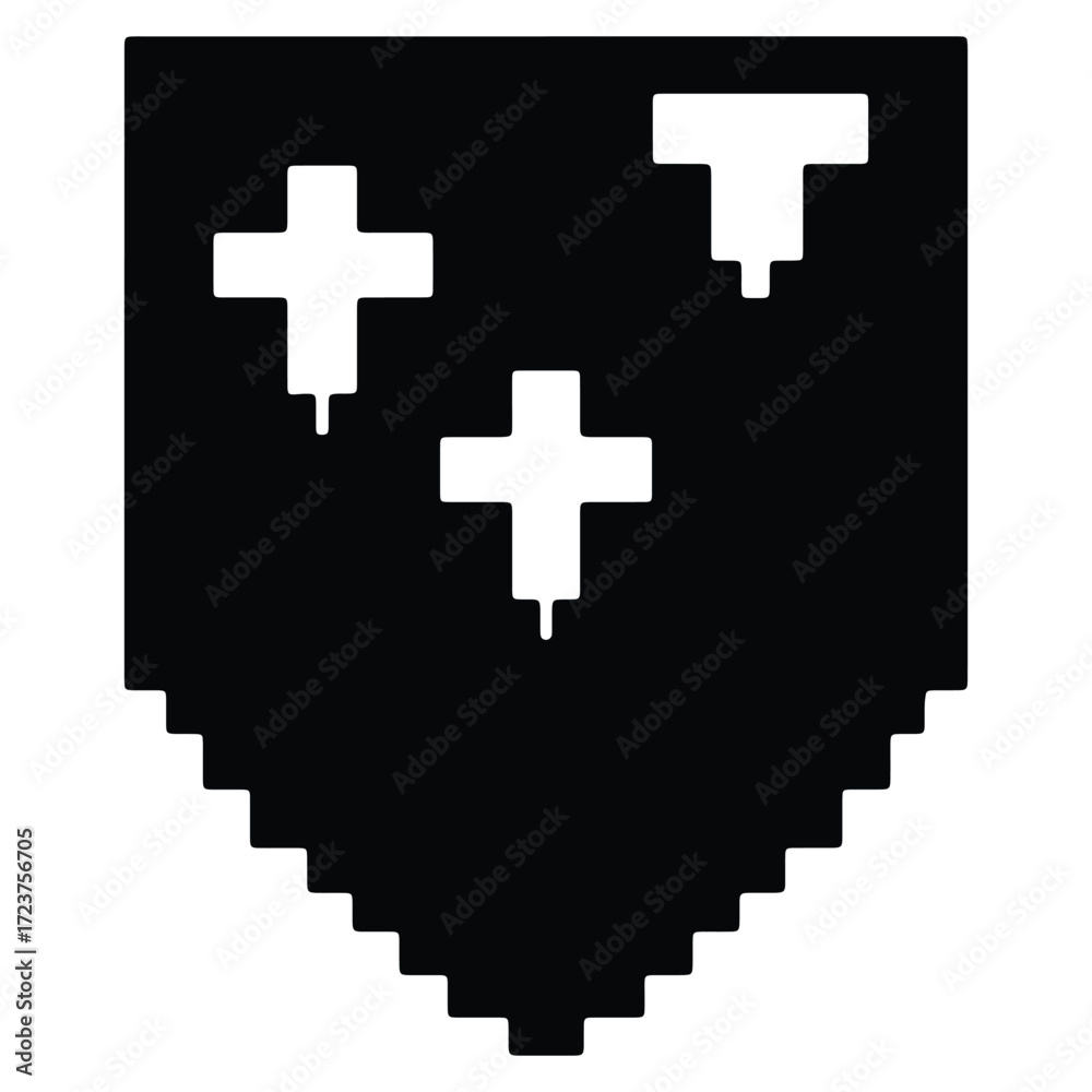 Obraz premium Black pixelated flag design with three distinct white shapes