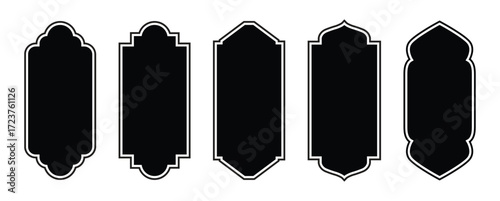 windows. Oriental style islamic windows and arches. arab islamic frames. Oriental arabesque windows or doors arch for arabic decoration. Ramadan kareem silhouette shapes vector