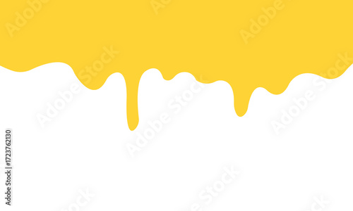 Yellow liquid drip design on a white background, symbolizing paint splash, honey flow, creative background, abstract texture, and artistic fluid pattern in a modern minimalist graphic style.