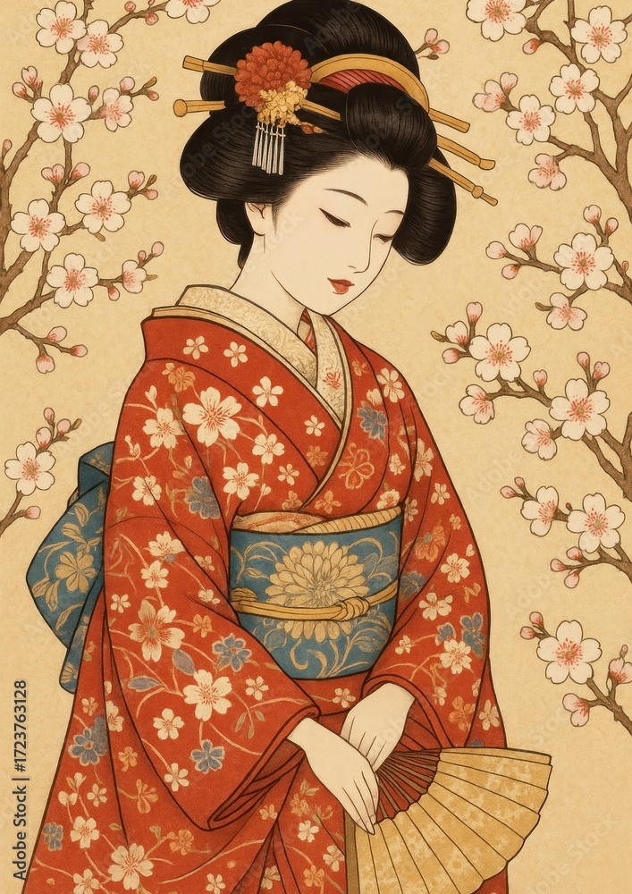 Fototapeta premium Elegant traditional Japanese illustration.