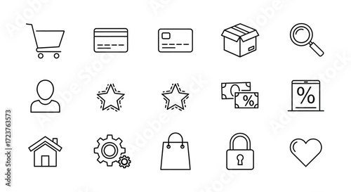 Hand drawn e-commerce icons set for online shopping and business applications vector