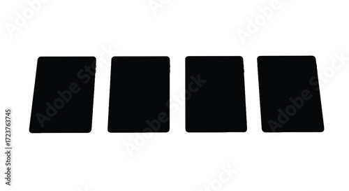 Four black square objects arranged in a row isolated on a vector