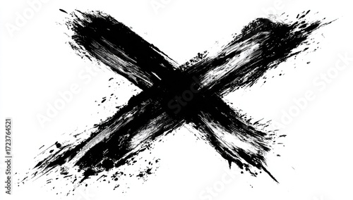 Bold, textured black X mark