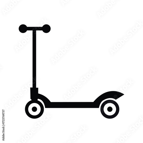 Black scooter icon isolated on white background, a simple and minimalist design for transportation and recreation themes