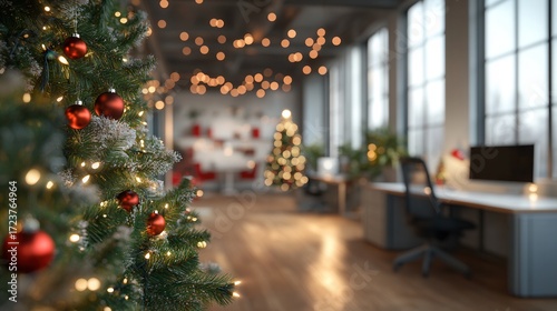 Christmas Decorations Adorn Open Office Space