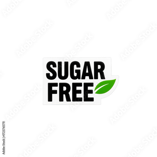 Healthy sugar free food label with green leaf symbol