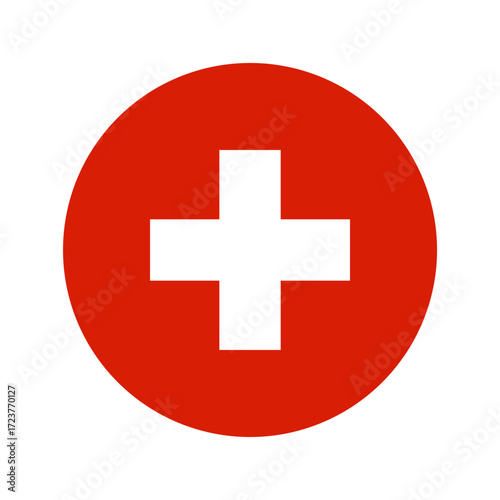 Swiss flag. Switzerland national flag in the shape of circle, flat vector illustration. 
