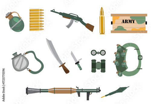 Combat Gears Warfare set of Icons. Editable Clip Art.