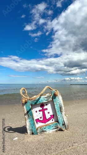 Small Anchor Picture Frame Reflecting Summer Sunshine and Coastal Serenity	