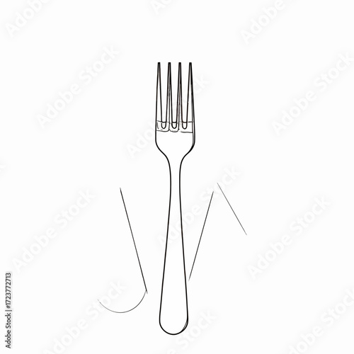 Simple line drawing of a single, elegant dinner fork.