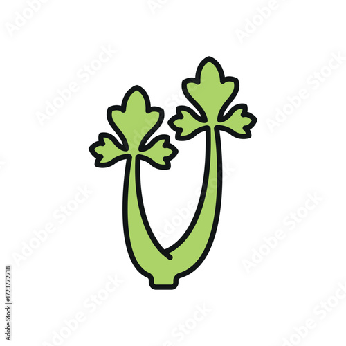 Celery icon in colorful line style for cooking, vegan diet, and detox illustrations.