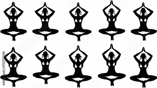 Serene woman meditates in lotus pose, radiating inner peace and promoting wellness for a balanced lifestyle