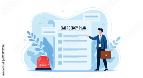 Businessman presenting an emergency plan document.
