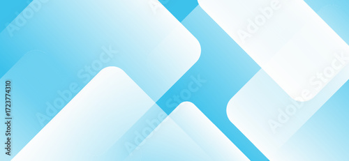 Overlapping white rounded squares create a modern, minimalist design against a light blue gradient background, suggesting cleanliness and simplicity in a visually appealing manner