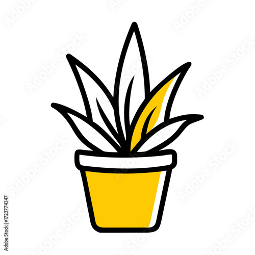 Aloe Vera Medicinal Plant In Pot Icon For Web And Graphic Design